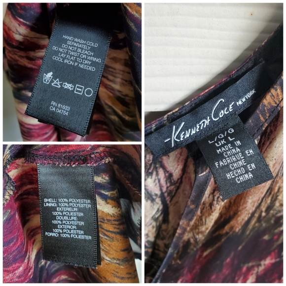 Kenneth Cole Boho Multicolored Satin V-neck Knee-length Casual Summer Dress - Picture 2 of 16